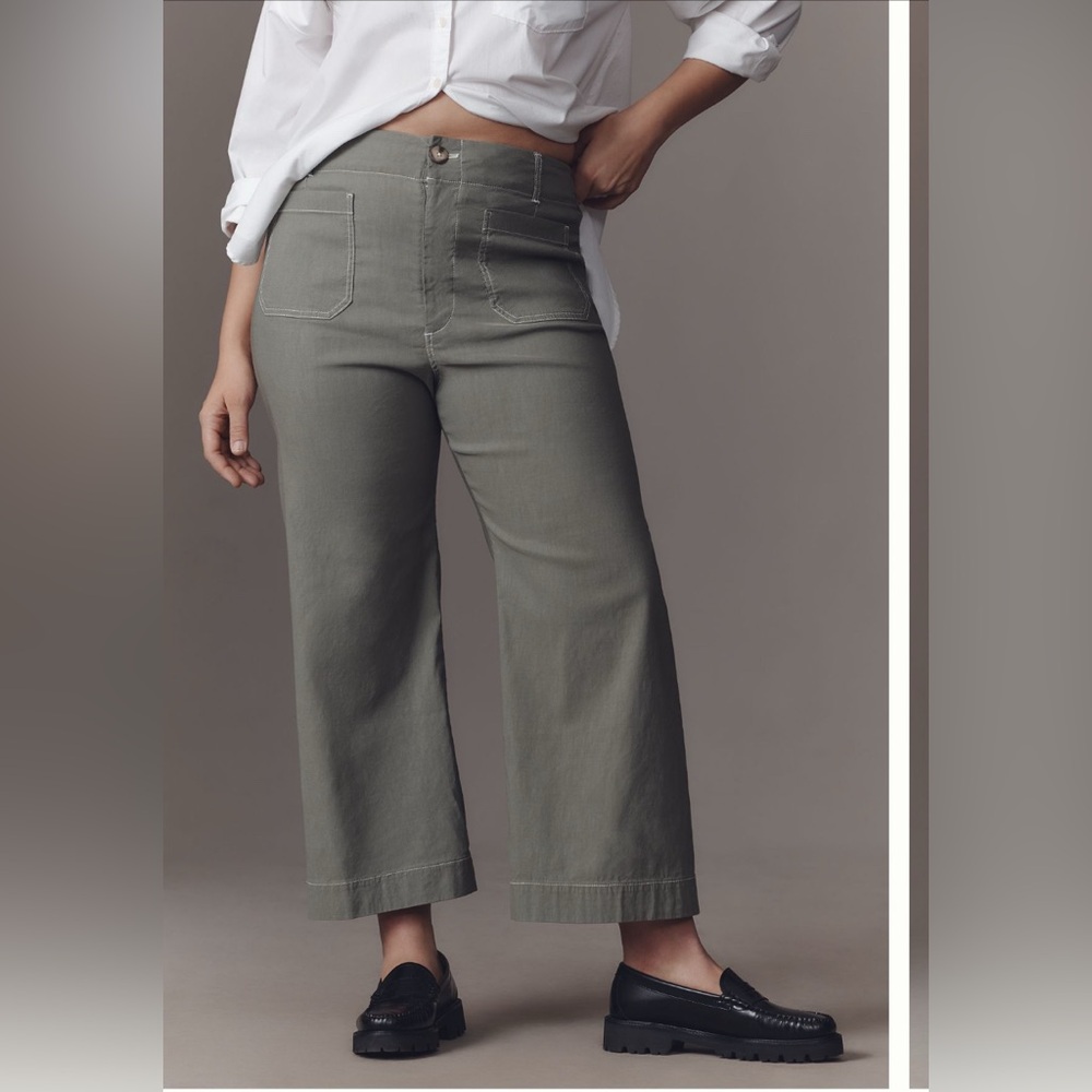 Anthropologie Maeve Colette Cropped Wide Leg Trousers - Picture 2 of 5